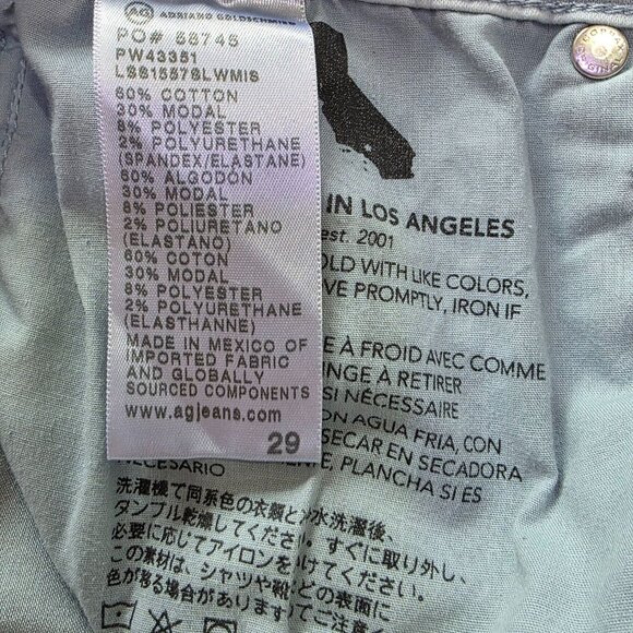 AG Adriano Goldschmied Prima Crop Cigarette Jeans Women's Blue Size 29 Stretch - Picture 7 of 11